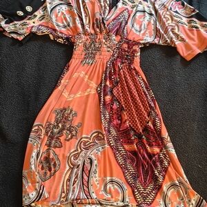 5th & Love Coral Paisley Asymmetrical Boho Dress